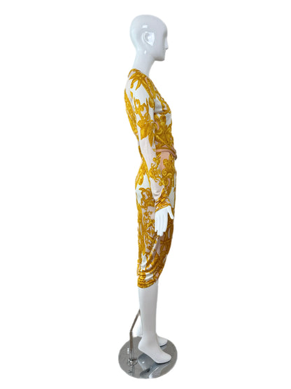 VERSACE 2005 Vintage Runway Belted Baroque Wrap Dress