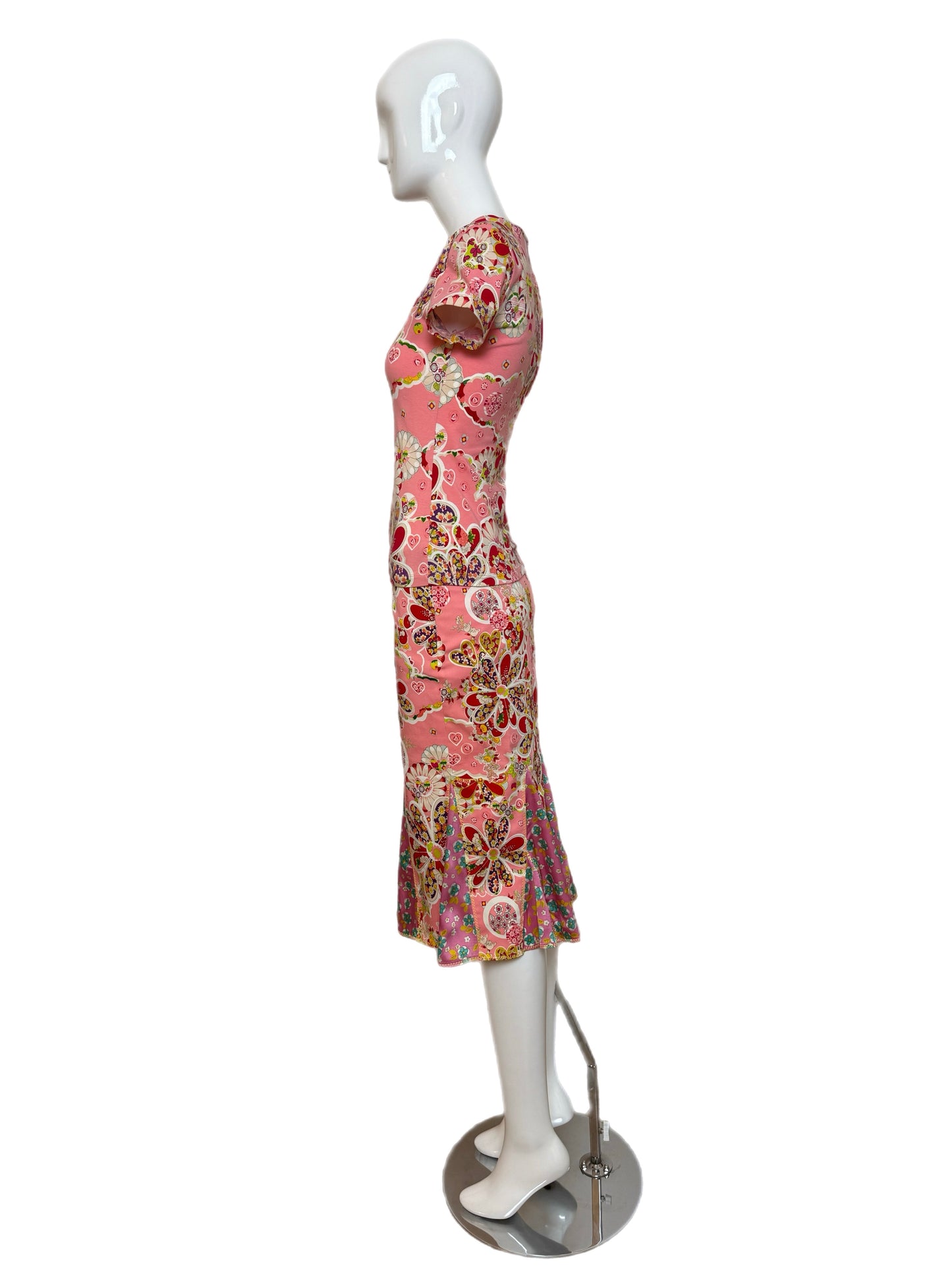 JOHN GALLIANO 2006 Vintage Pink Floral Skirt Set