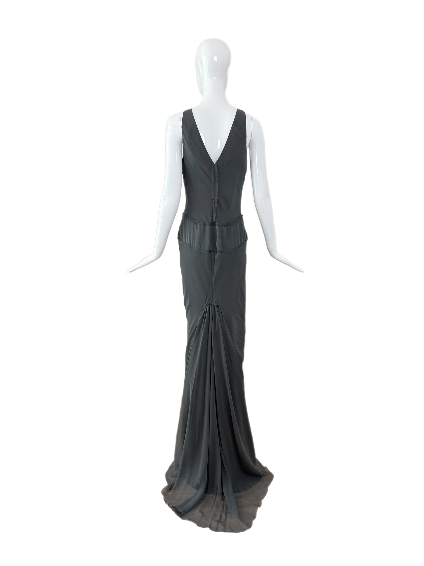 VERA WANG Vintage Grey Silk Ethereal Gown w. Train