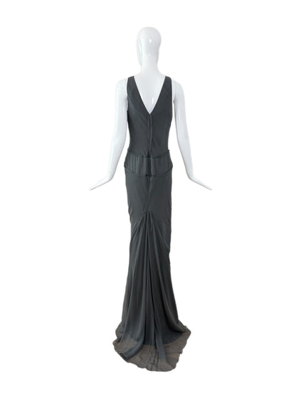 VERA WANG Vintage Grey Silk Ethereal Gown w. Train