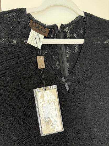 D&G DOLCE & GABBANA 90's Vintage Black Lace Long Dress