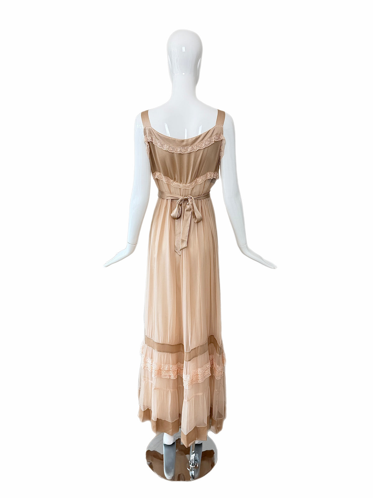 PHILOSOPHY DI ALBERTA FERRETTI 2011 Vintage Silk Peach Ruffle Slip Gown