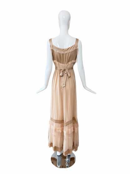 PHILOSOPHY DI ALBERTA FERRETTI 2011 Vintage Silk Peach Ruffle Slip Gown