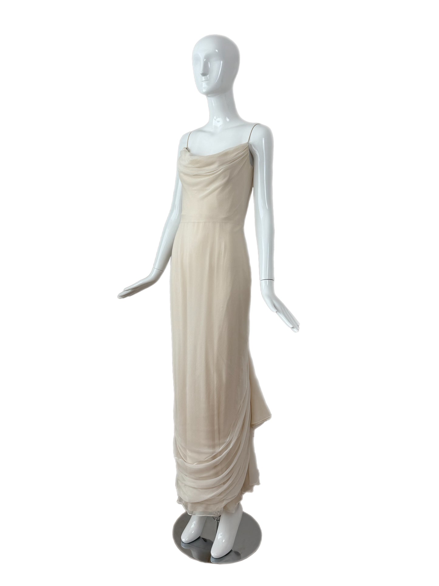 RICHARD TYLER 2000 Vintage Ivory Silk Wedding Dress w. Train + Bustle