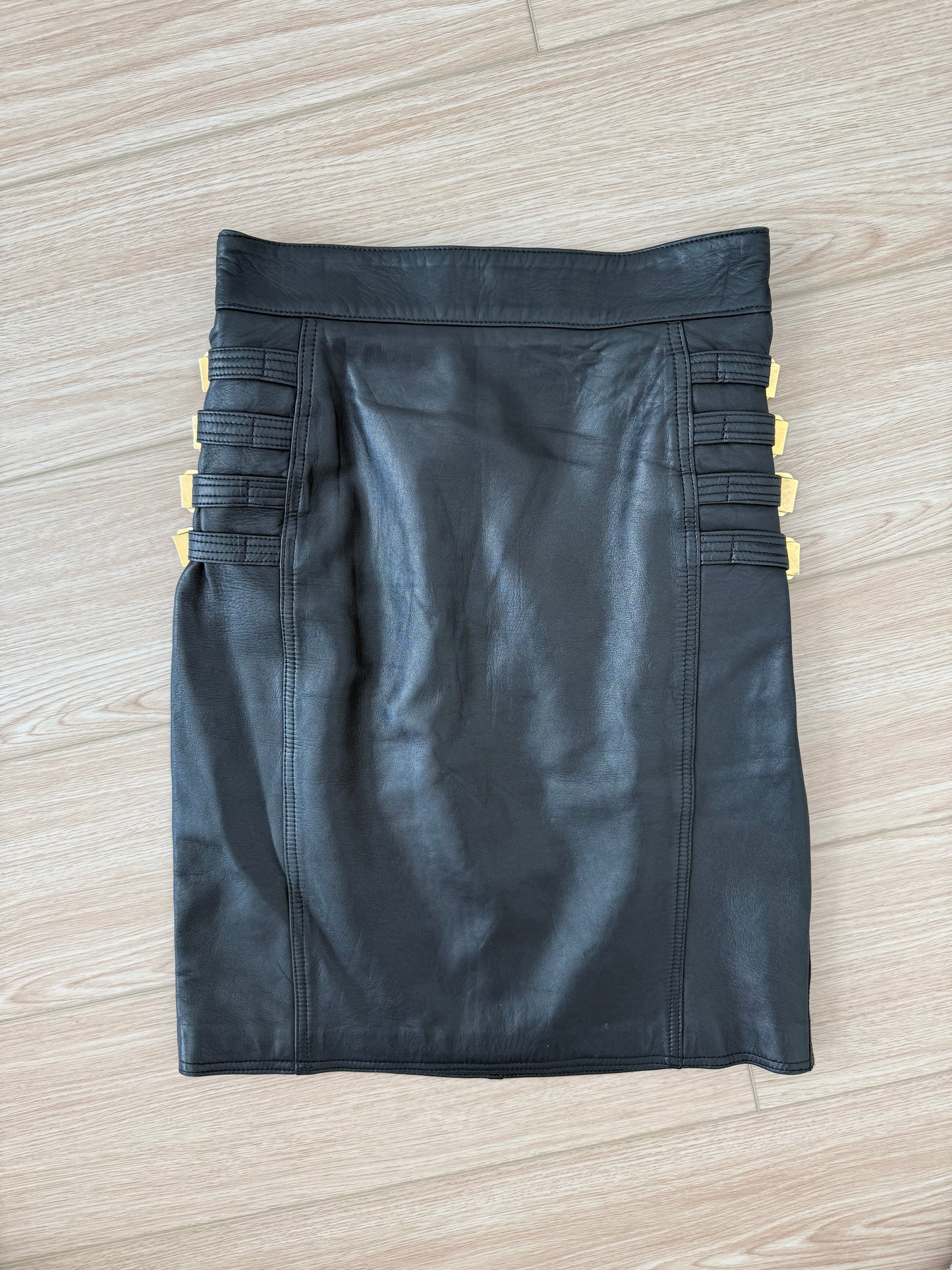 GIANNI VERSACE 1992 Vintage Leather Buckle Skirt