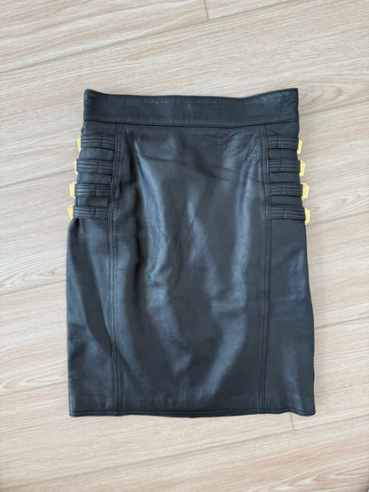 GIANNI VERSACE 1992 Vintage Leather Buckle Skirt