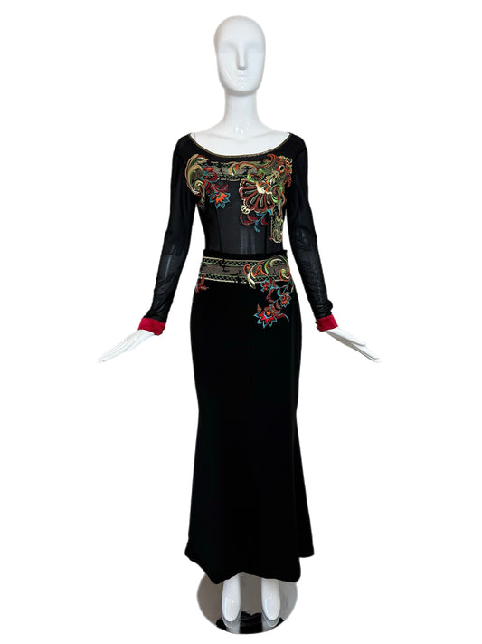 Vintage 90s Gianfranco Ferre for Christian Dior silk runway evening gown 