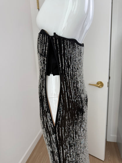 VERA WANG 1999 Vintage Iridescent Beaded & Sequin Column Evening Gown