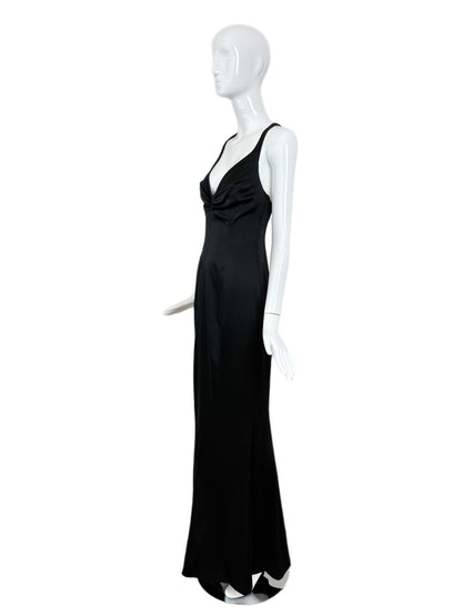 RICHARD TYLER COUTURE 1995 Vintage Runway Black Silk Beaded Evening Gown