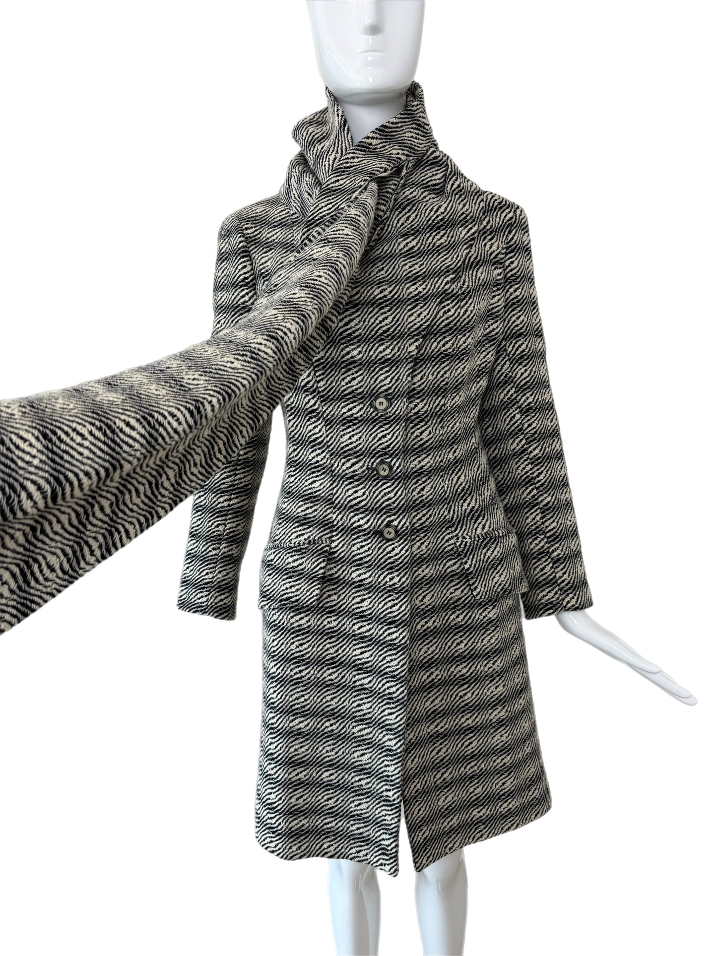 JOHN GALLIANO 1999 Vintage Wool Coat w. Oversized Scarf