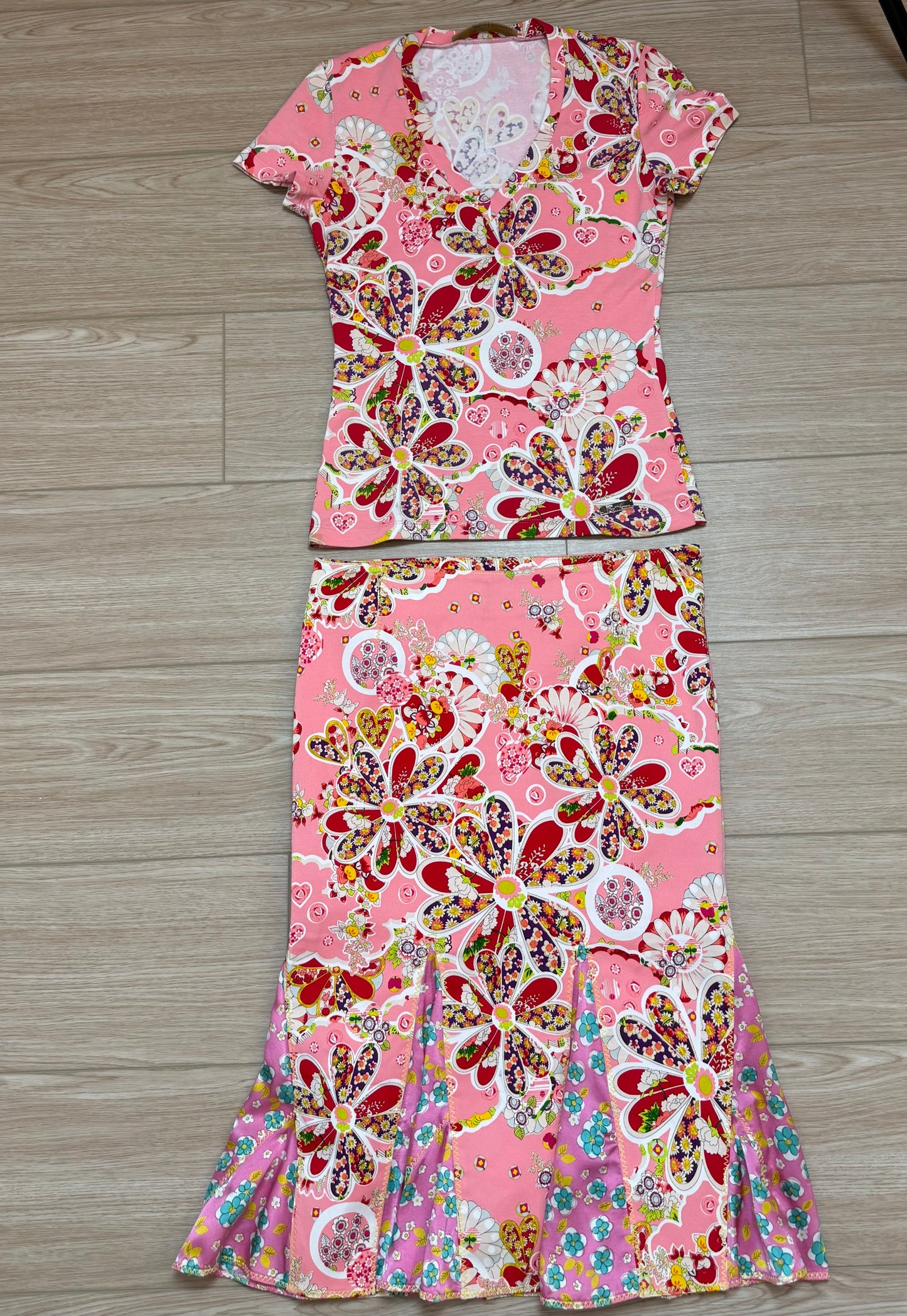 JOHN GALLIANO 2006 Vintage Pink Floral Skirt Set