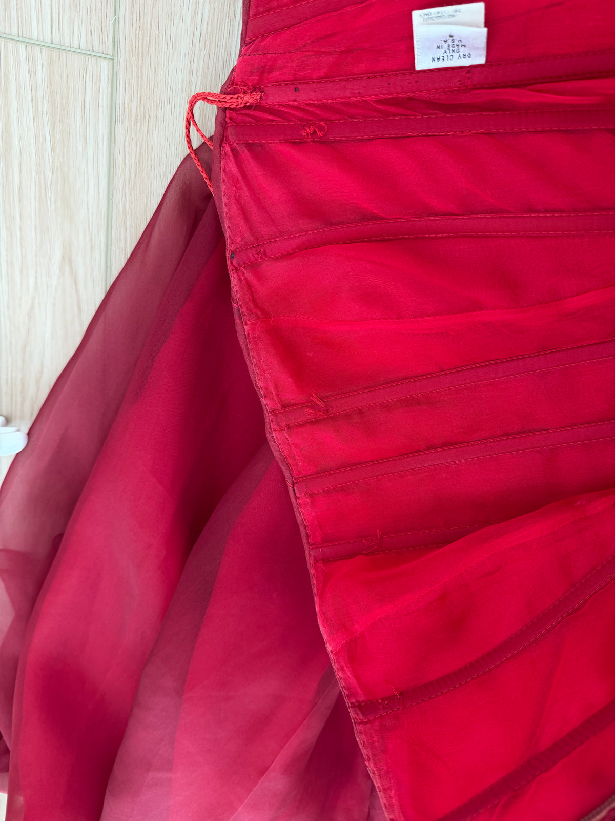 RICHARD TYLER Vintage Silk Red Strapless Ankle Length Dress
