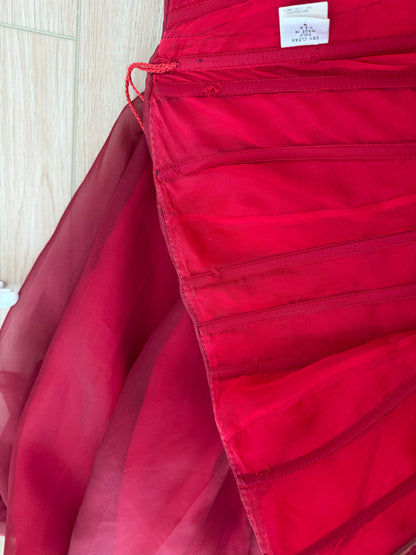 RICHARD TYLER Vintage Silk Red Strapless Ankle Length Dress