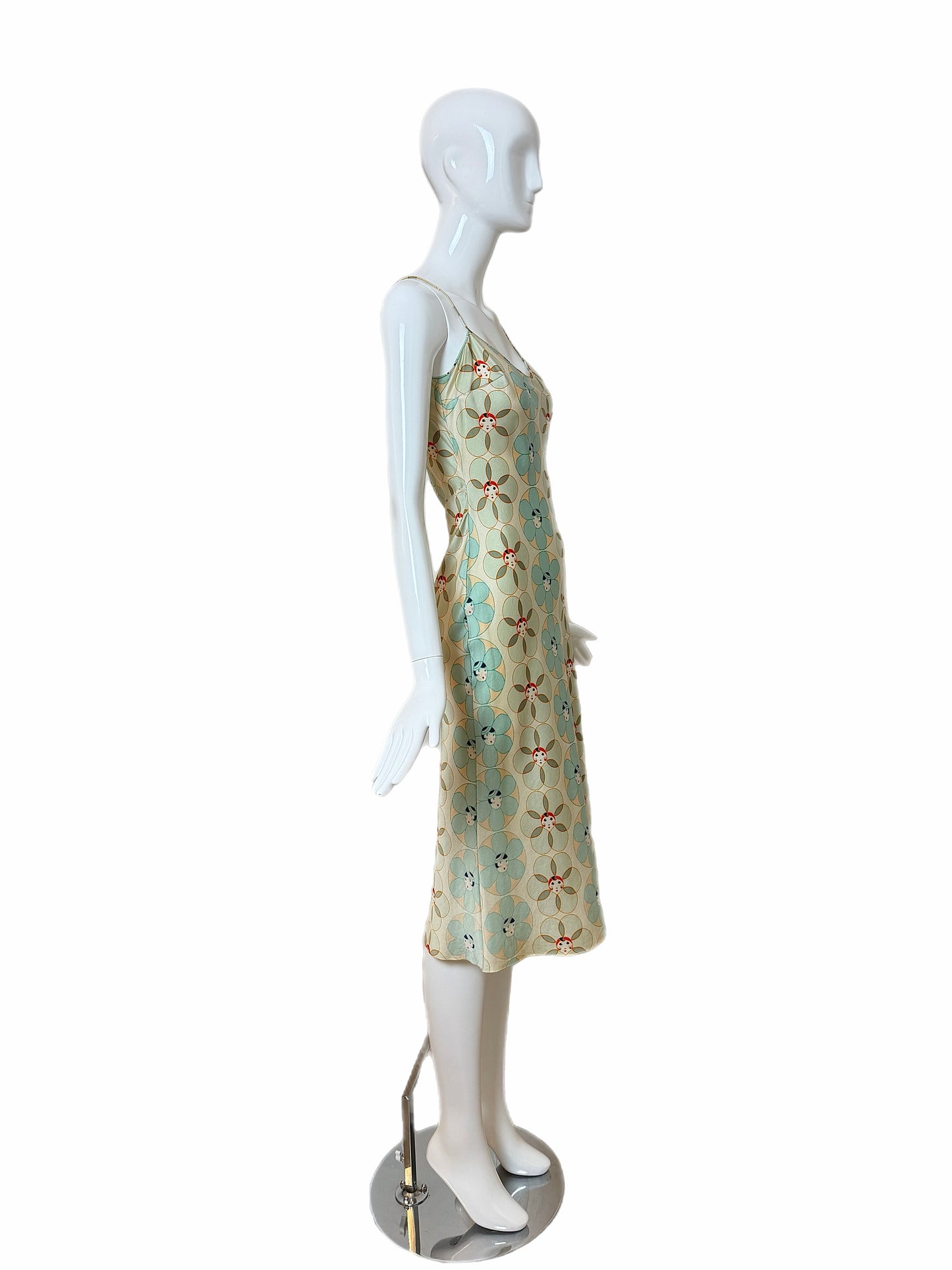 JOHN GALLIANO 2001 Vintage Silk Geisha Print Knee Length Dress