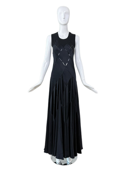 CALVIN KLEIN COLLECTION 2002 Vintage Runway Silk Cut Out Evening Gown
