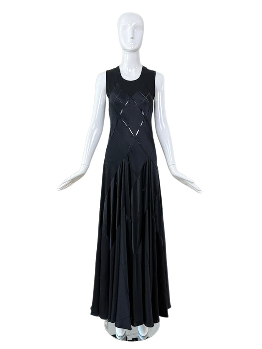 CALVIN KLEIN COLLECTION 2002 Vintage Runway Silk Cut Out Evening Gown