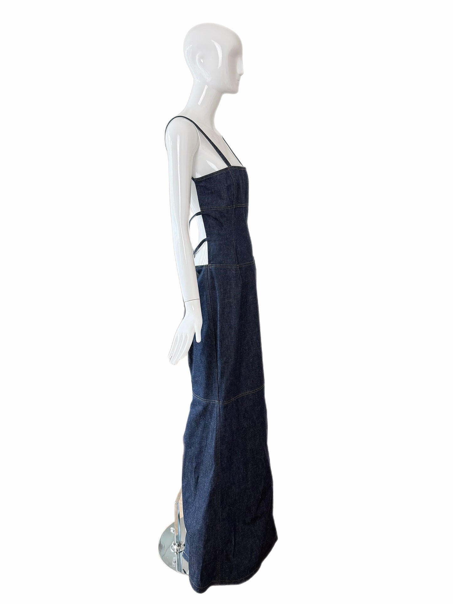 TODD OLDHAM 1997 Vintage Runway Denim Backless Gown