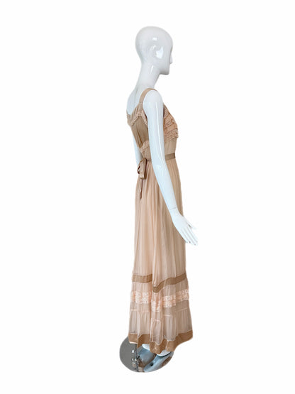 PHILOSOPHY DI ALBERTA FERRETTI 2011 Vintage Silk Peach Ruffle Slip Gown