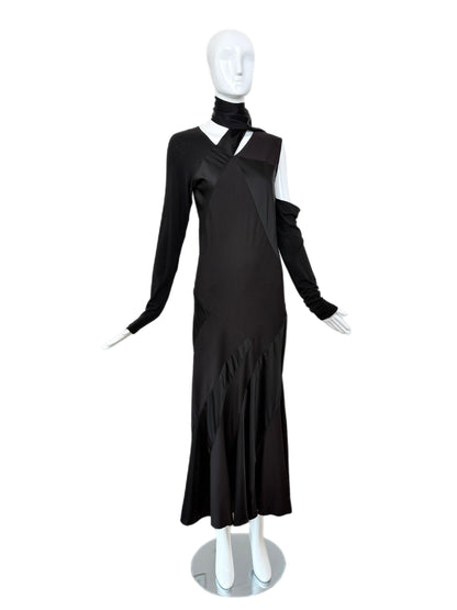 DONNA KARAN 2002 Vintage Black Long Cut-Out Dress