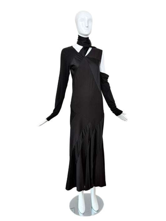 DONNA KARAN 2002 Vintage Black Long Cut-Out Dress
