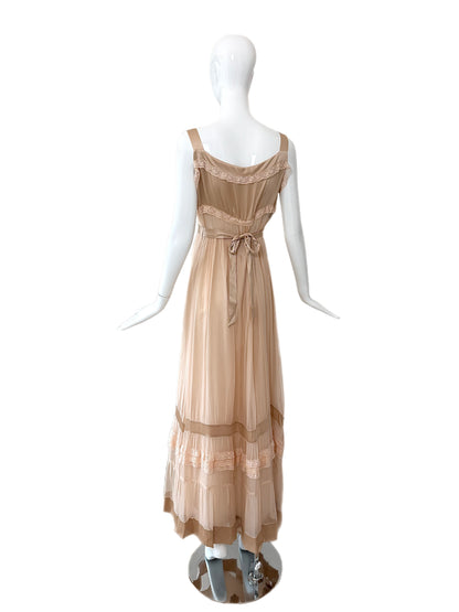 PHILOSOPHY DI ALBERTA FERRETTI 2011 Vintage Silk Peach Ruffle Slip Gown