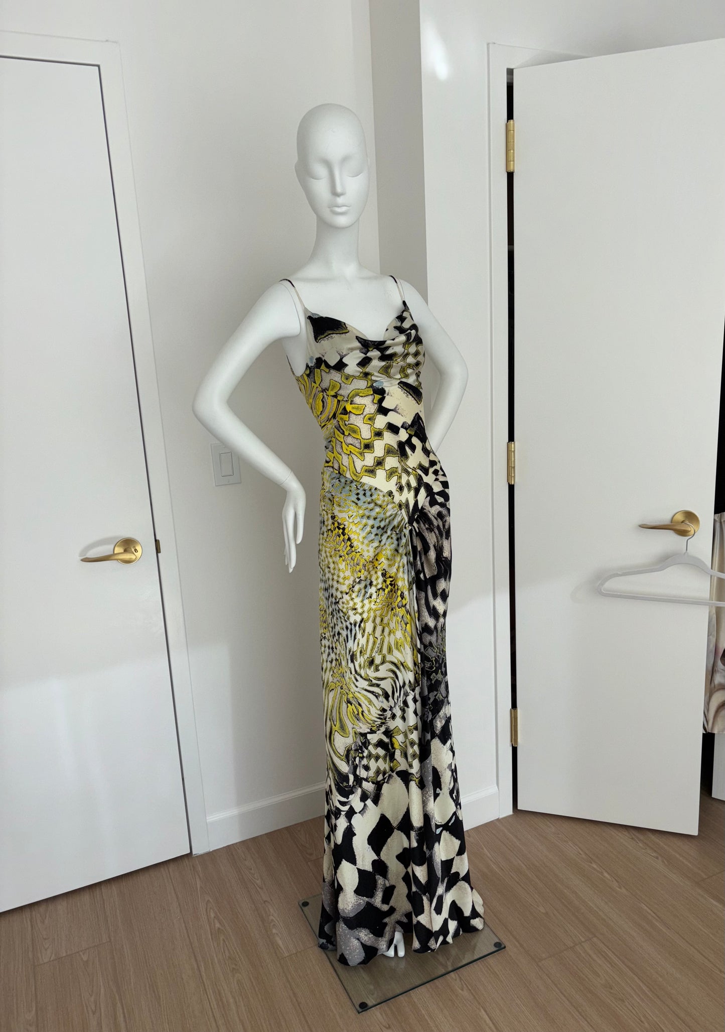 ROBERTO CAVALLI 2003 Vintage Runway Print Silk Pyschedelic Gown