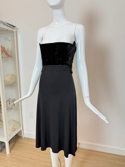 HERVE LEGER 90's Vintage Strapless Chenille Top Cocktail Dress