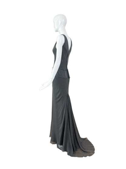 VERA WANG Vintage Grey Silk Ethereal Gown w. Train