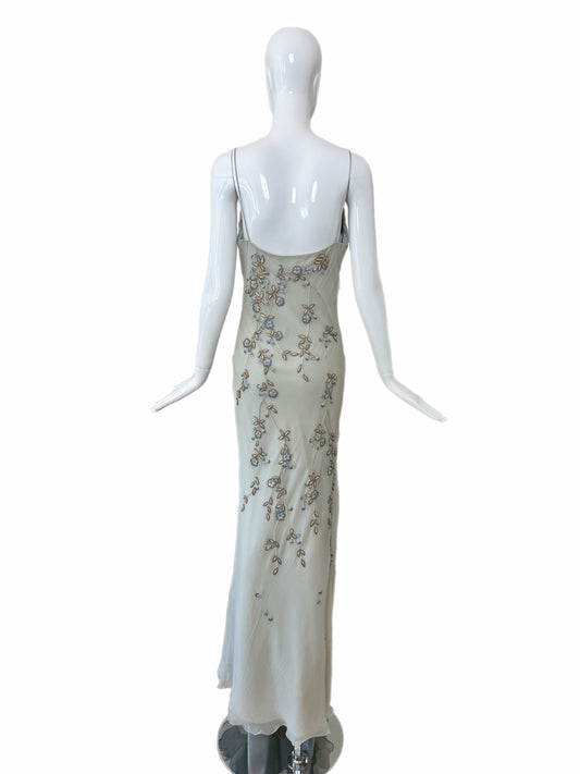EAVIS & BROWN 90's Vintage Couture Silk Hand Beaded Embroidered Gown