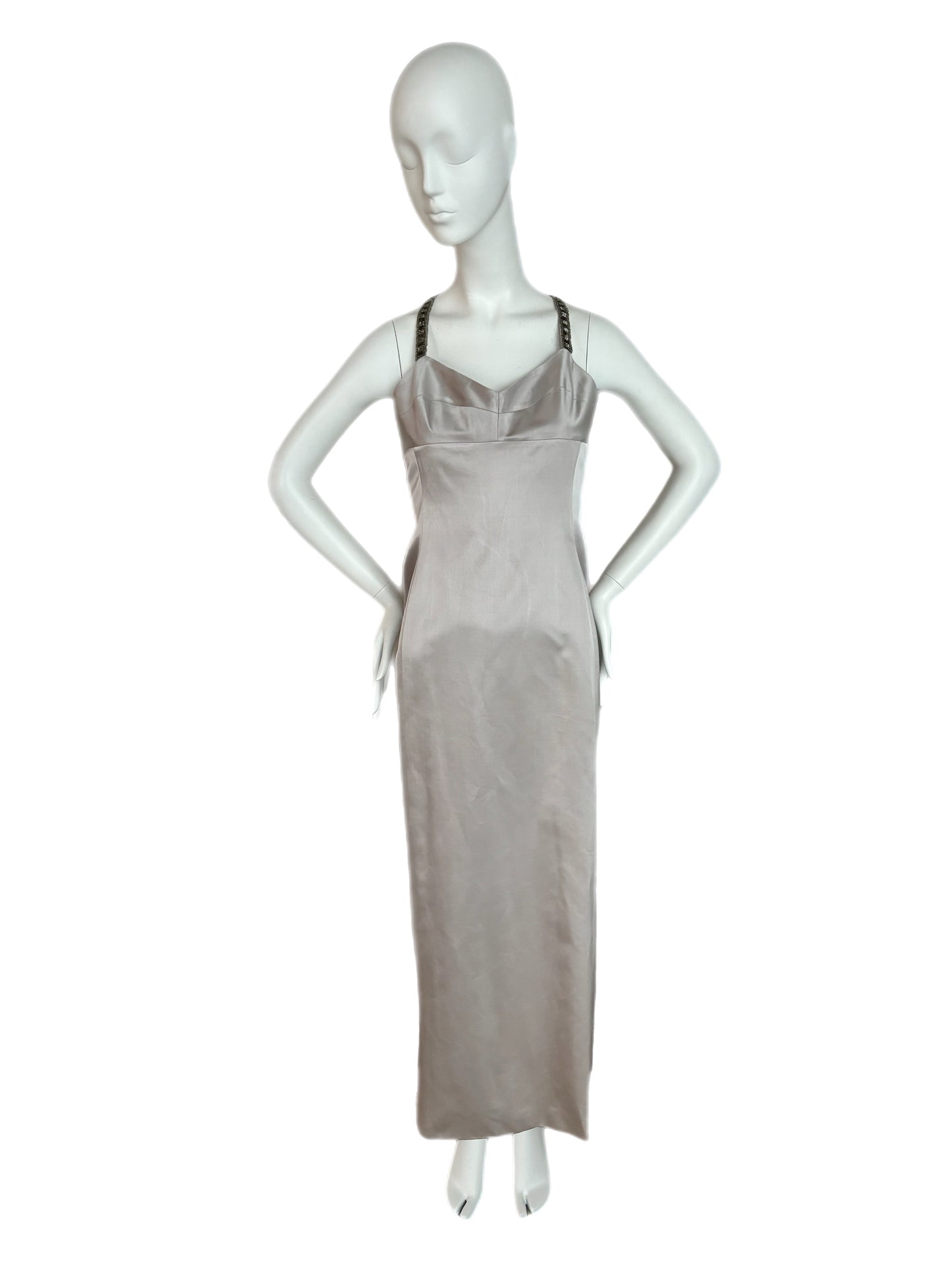 RICHARD TYLER COUTURE 90's Silk Embellished Evening Gown