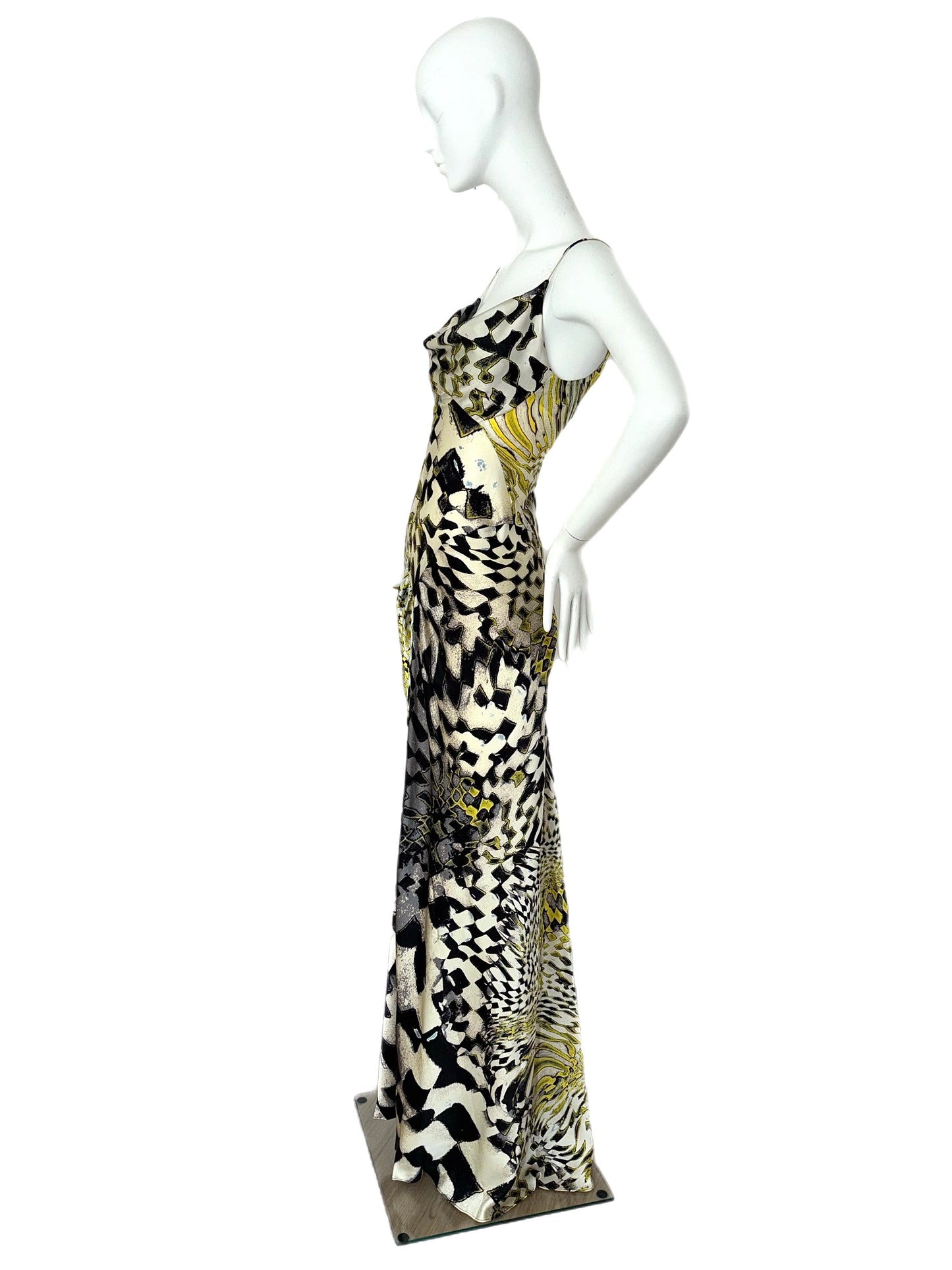 ROBERTO CAVALLI 2003 Vintage Runway Print Silk Pyschedelic Gown