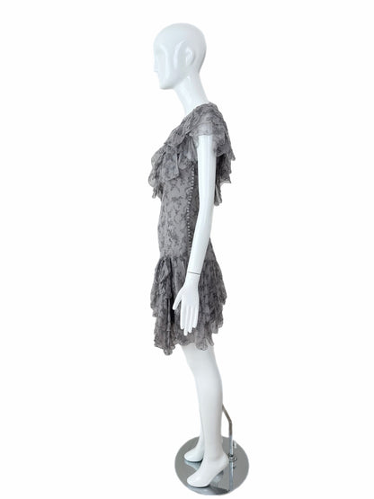 DIOR by JOHN GALLIANO 2010 Vintage Runway Silk Grey Ruffle Dress