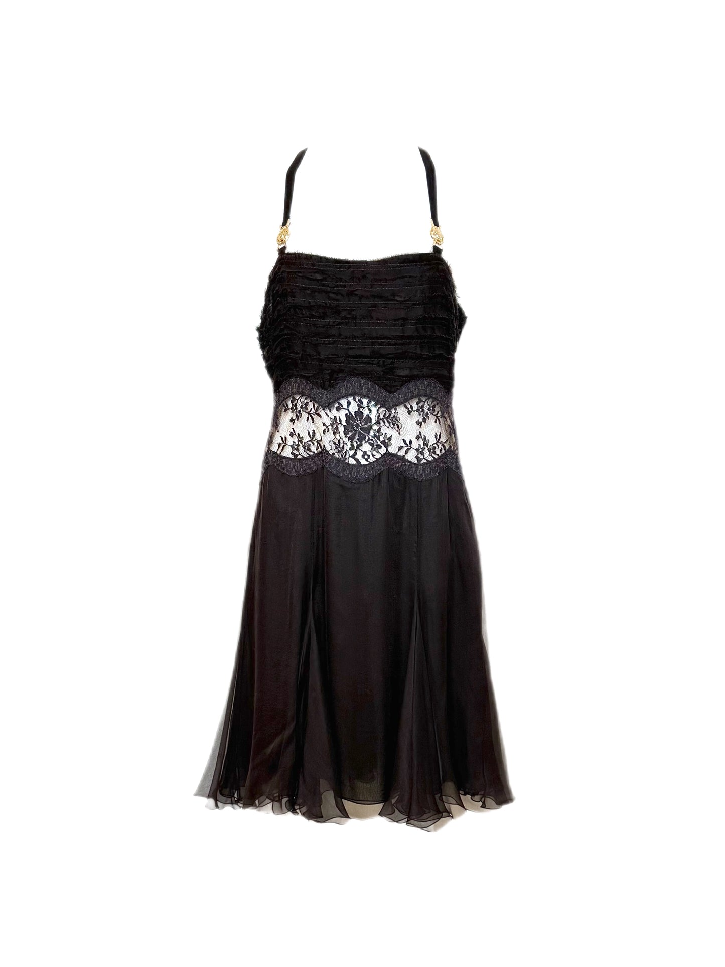 VERSACE 2005 Vintage Runway Espresso Brown Silk Dress