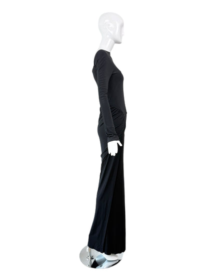 DONNA KARAN Black Slinky Cut-Out Evening Gown