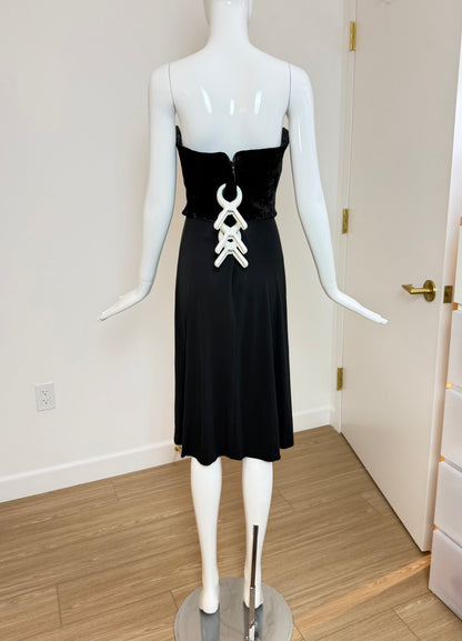 HERVE LEGER 90's Vintage Strapless Chenille Top Cocktail Dress