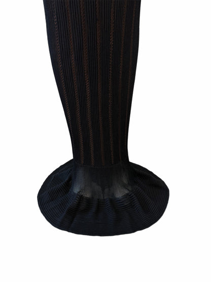 AZZEDINE ALAIA 1996 Vintage Iconic Extra Long Pointelle Knit Mermaid Gown