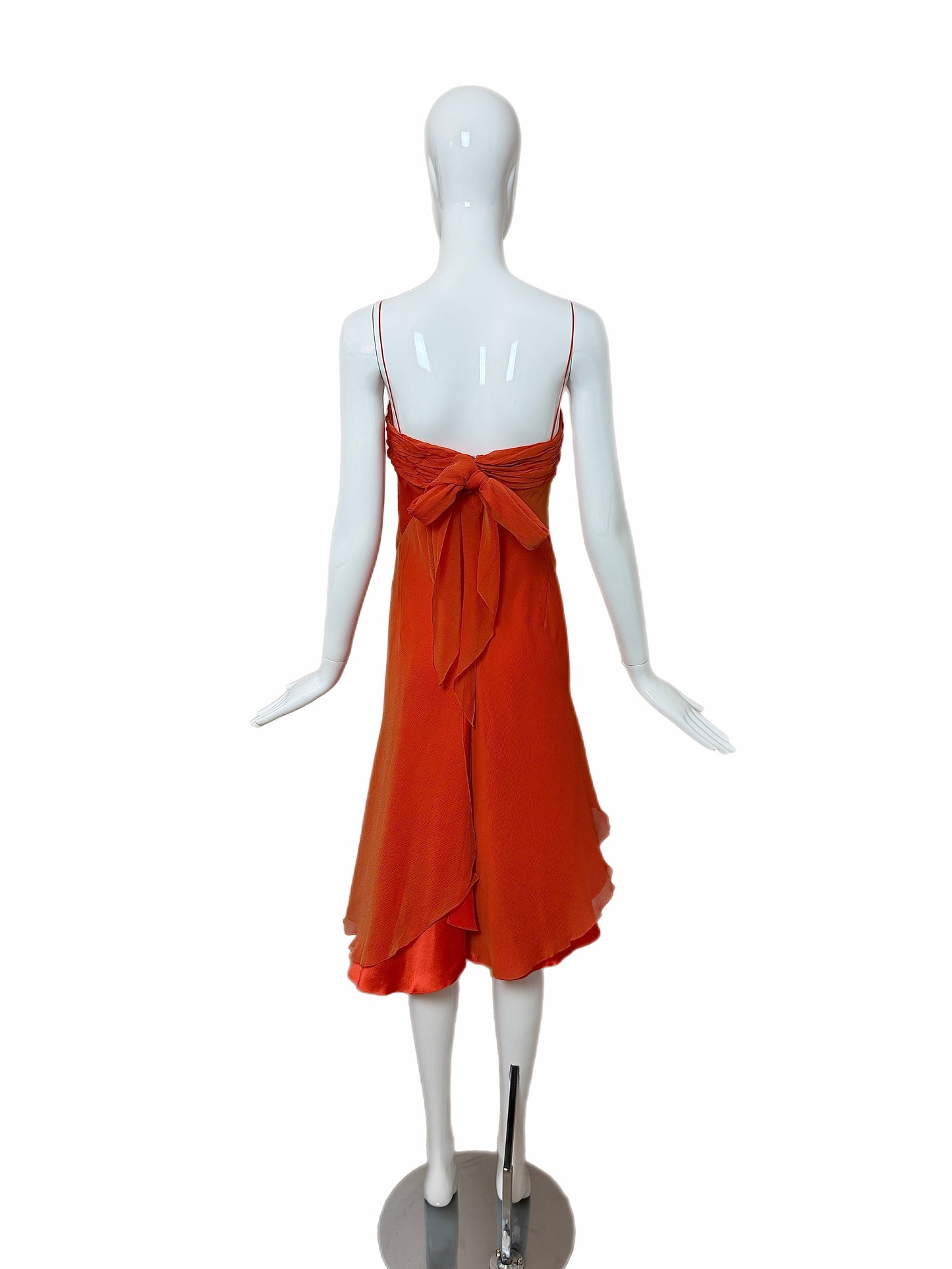 DANES 90's Vintage Orange Silk Knee Length Cocktail Dress