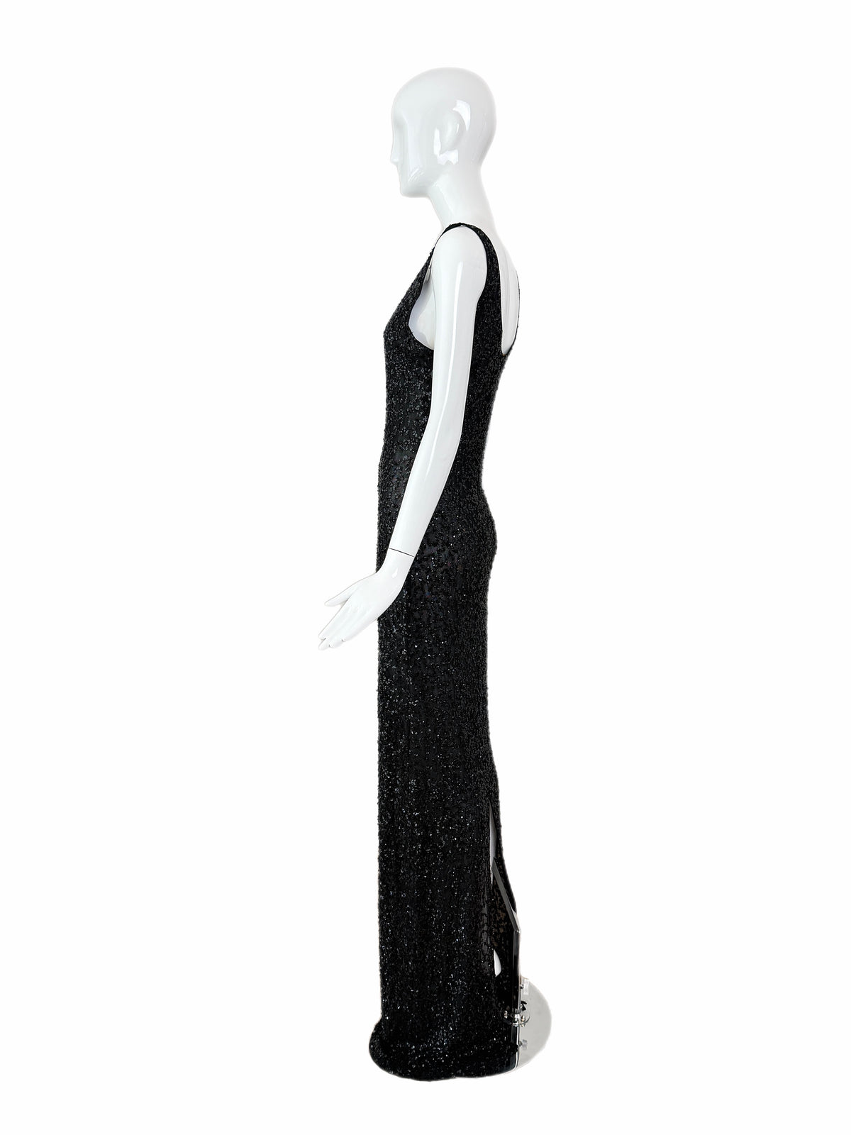 Donna Karan Vintage Black Semi-Sheer Sequined Long Gown