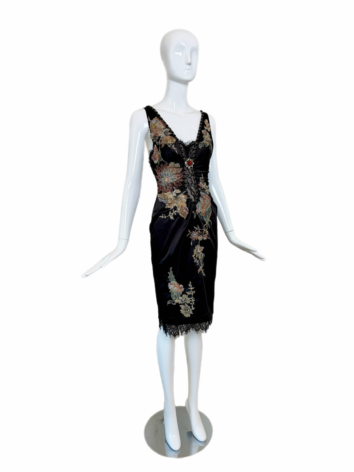Julian Joyce by Mandalay Vintage Y2K Black Lace Embellished Cocktail Dress