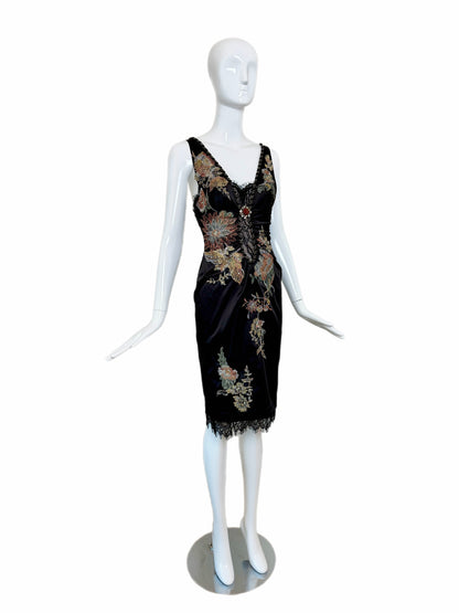Julian Joyce by Mandalay Vintage Y2K Black Lace Embellished Cocktail Dress