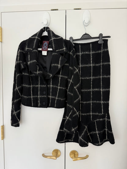 JOHN GALLIANO 1998 Vintage Black + White Skirt Suit