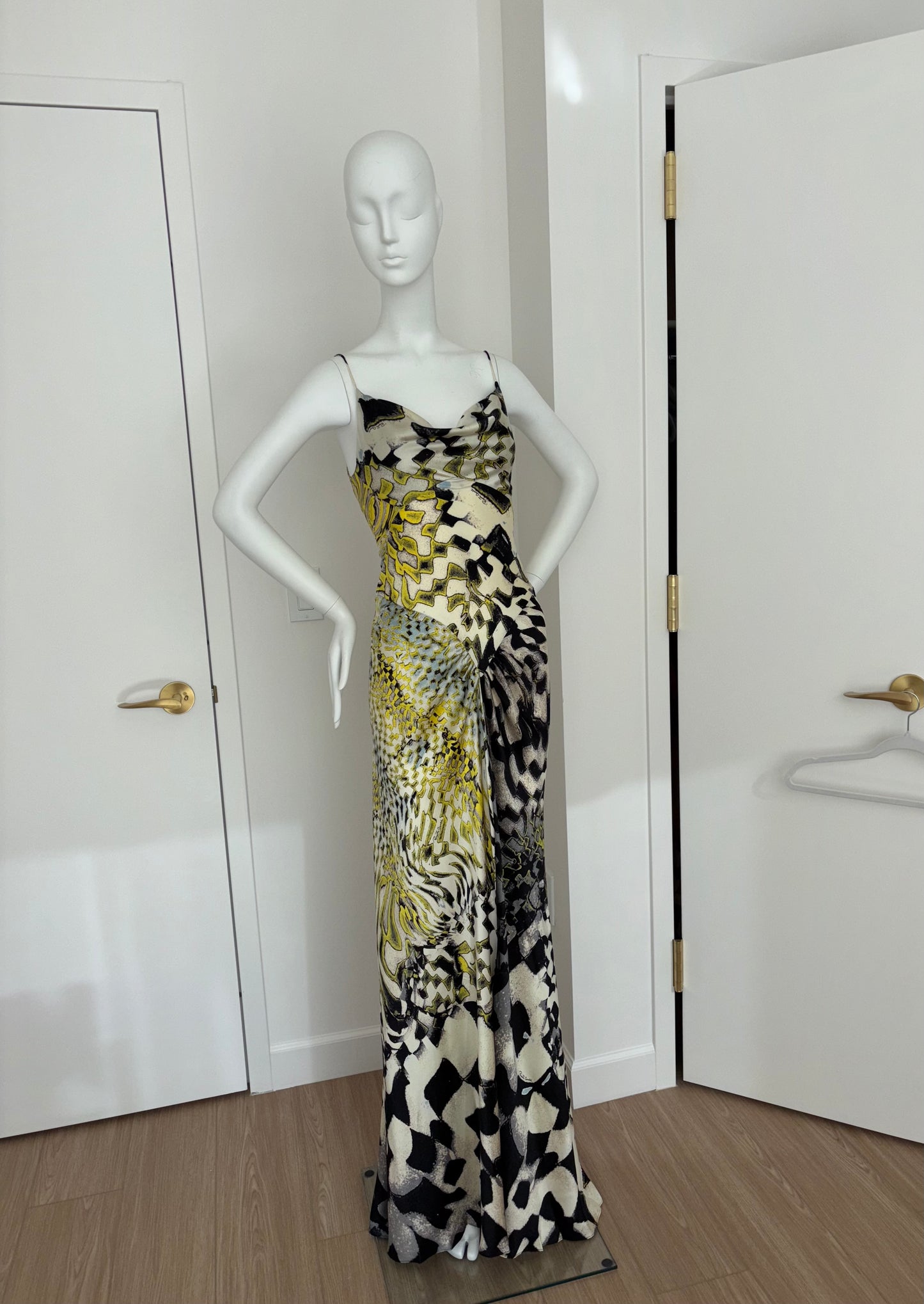 ROBERTO CAVALLI 2003 Vintage Runway Print Silk Pyschedelic Gown