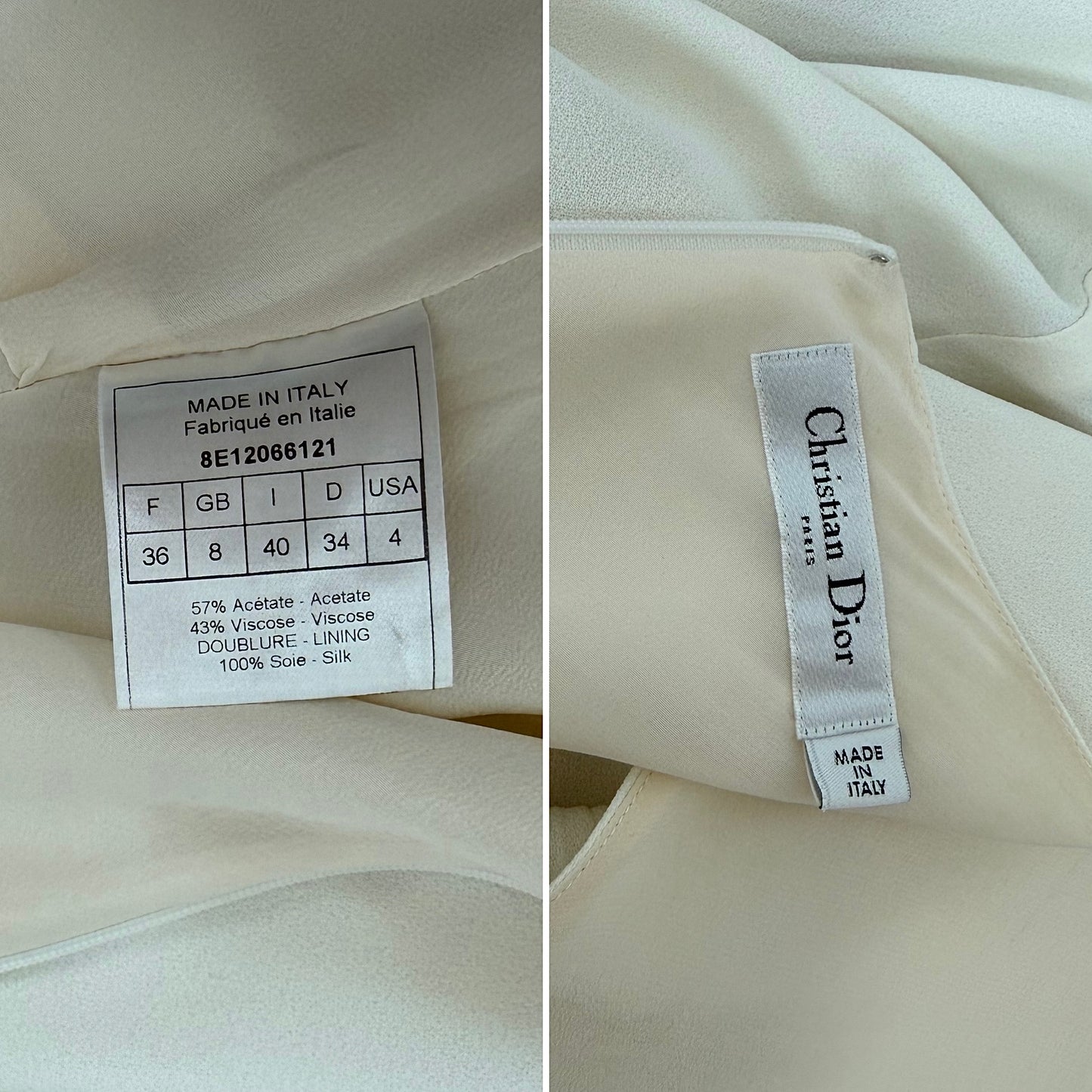 DIOR by JOHN GALLIANO 2008 Vintage Off-White Ruched Grecian Dress