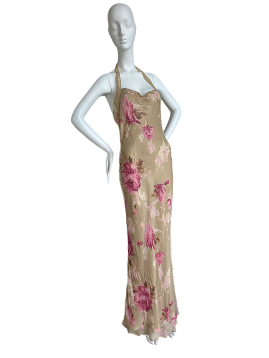 BOB MACKIE Vintage Silk Beaded Evening Gown