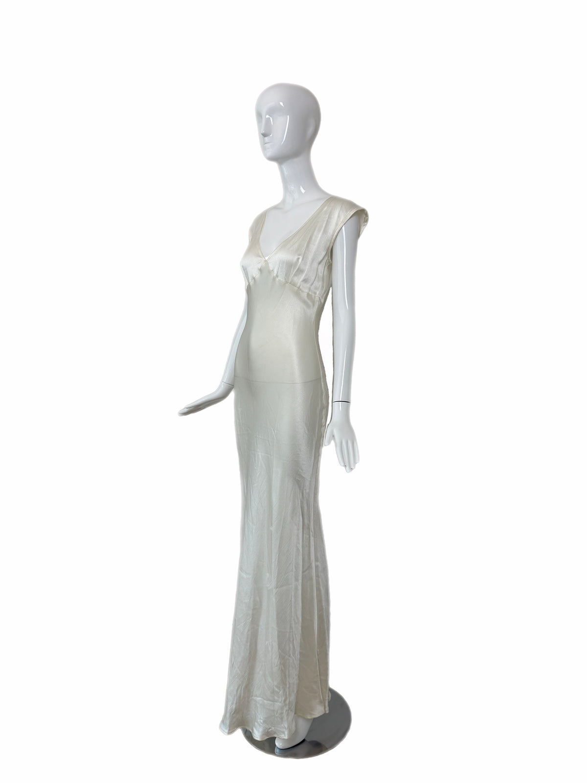 LES HABITUDES 90's Vintage Ivory White Crinkle Slip Gown