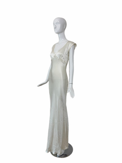 LES HABITUDES 90's Vintage Ivory White Crinkle Slip Gown