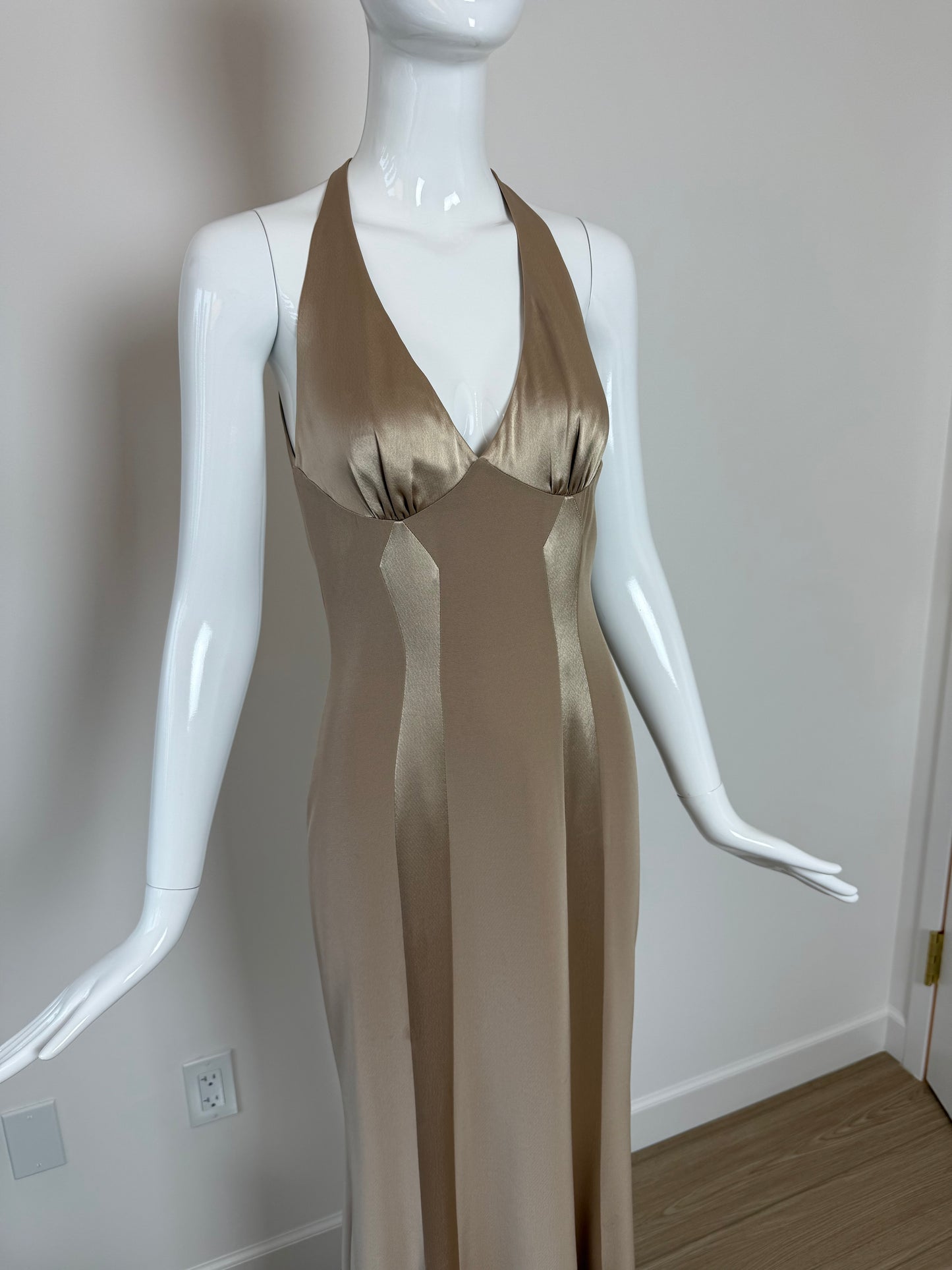 BOB MACKIE 1997 Vintage Runway Beige Evening Gown