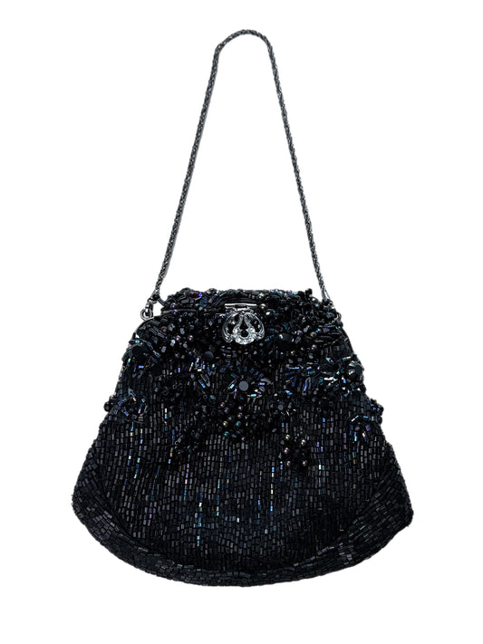 BADGLEY MISCHKA Vintage Black Dark Iridescent Beaded Mini Evening Bag