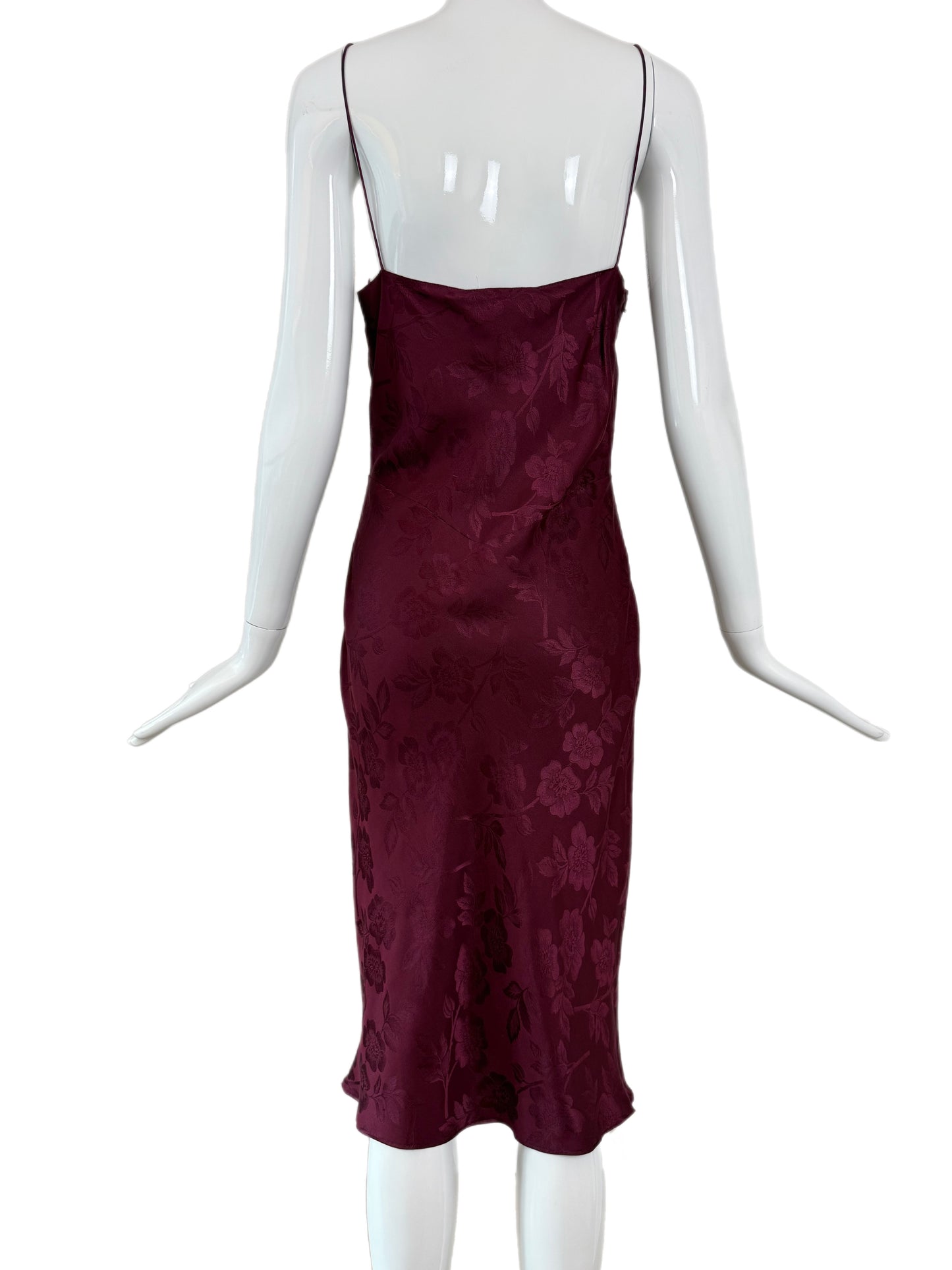 DIOR by JOHN GALLIANO 2005 Vintage Silk Burgundy Floral Print Midi Dress