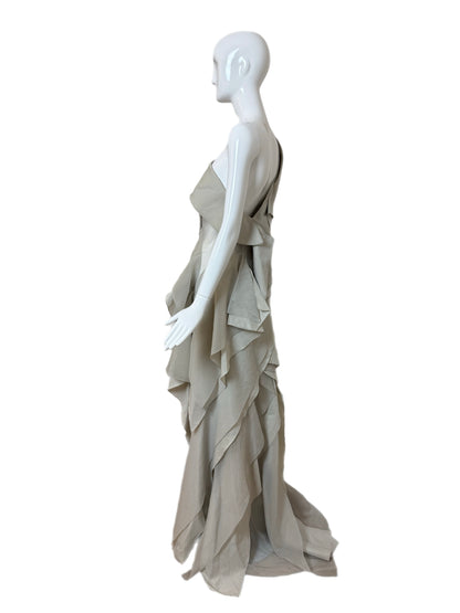 DONNA KARAN 2012 Vintage Runway Grey Gauzy Silk Blend Gown